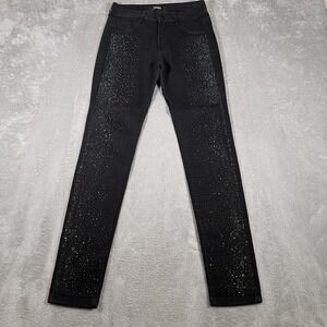 Sweet Jeans Womens 28 Black Skinny Rhinestone Studded Embellished Stretch Denim